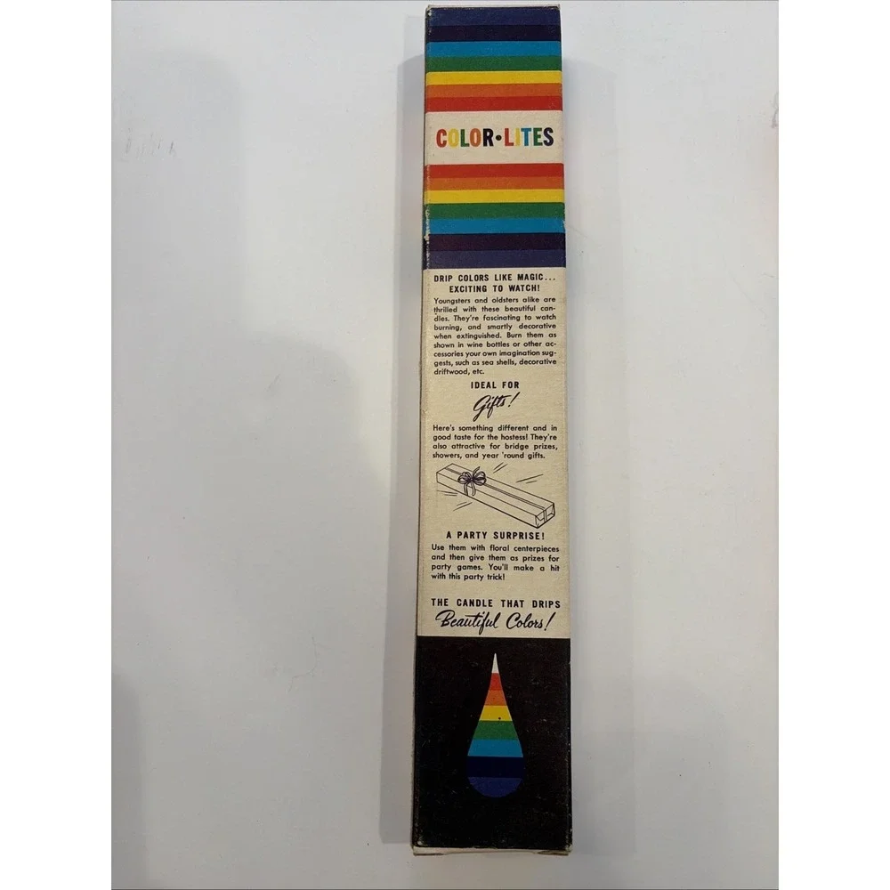 Set of 2 Vintage Color-Lites Wax Beautiful Color Drip Taper‎ Candles with Box